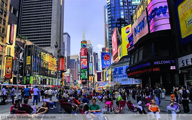 Descansar à sombra de Times Square